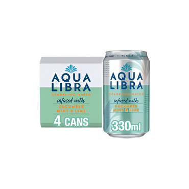 “Aqua Libra Sparkling Water Cucumber, Mint & Lime – 4x330ml Multipack Cans”